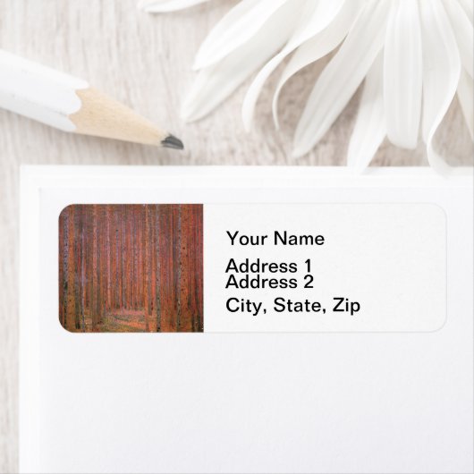 Gustav Klimt Fir Forest Tannenwald Red Trees Etiket (Insitu)