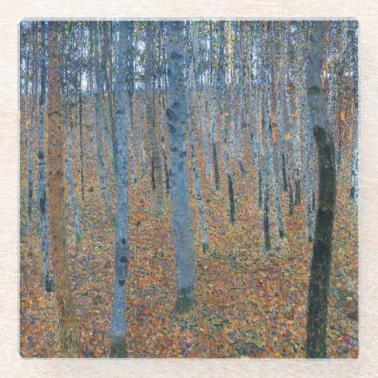 Gustav Klimt Fir Forest Tannenwald Red Trees Glazen Onderzetter (Voorkant)