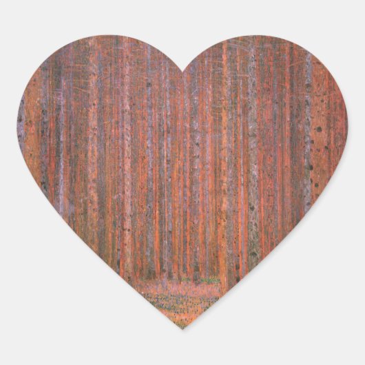 Gustav Klimt Fir Forest Tannenwald Red Trees Hart Sticker (Voorkant)
