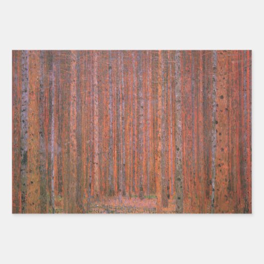 Gustav Klimt Fir Forest Tannenwald Red Trees Inpakpapier Vel (Voorkant)