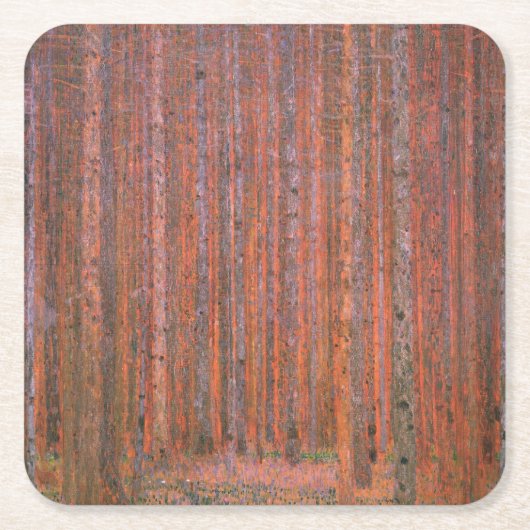 Gustav Klimt Fir Forest Tannenwald Red Trees Kartonnen Onderzetters (Voorkant)