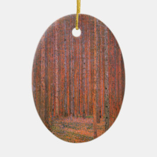 Gustav Klimt Fir Forest Tannenwald Red Trees Keramisch Ornament