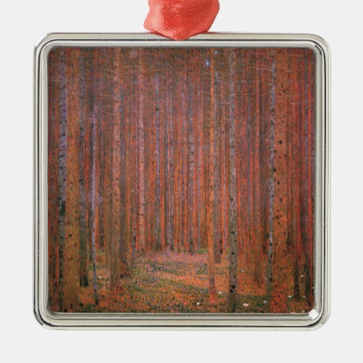 Gustav Klimt Fir Forest Tannenwald Red Trees Metalen Ornament (Voorkant)