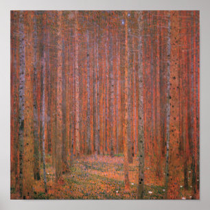 Gustav Klimt Fir Forest Tannenwald Red Trees Poster