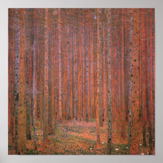 Gustav Klimt Fir Forest Tannenwald Red Trees Poster (Voorkant)