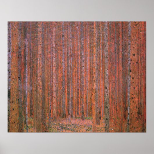 Gustav Klimt Fir Forest Tannenwald Red Trees Poster (Voorkant)