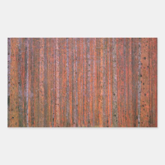 Gustav Klimt Fir Forest Tannenwald Red Trees Rechthoekige Sticker (Voorkant)