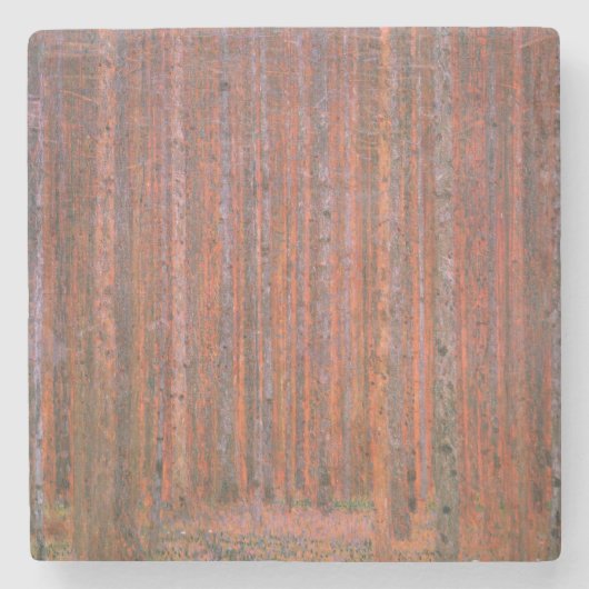 Gustav Klimt Fir Forest Tannenwald Red Trees Stenen Onderzetter (Voorkant)
