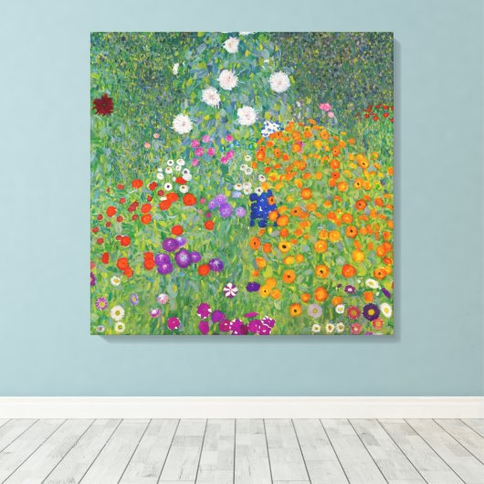 Gustav Klimt Flower Garden  Art Canvas Afdruk (Insitu (Houten vloer))
