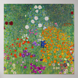 Gustav Klimt Flower Garden  Art Poster