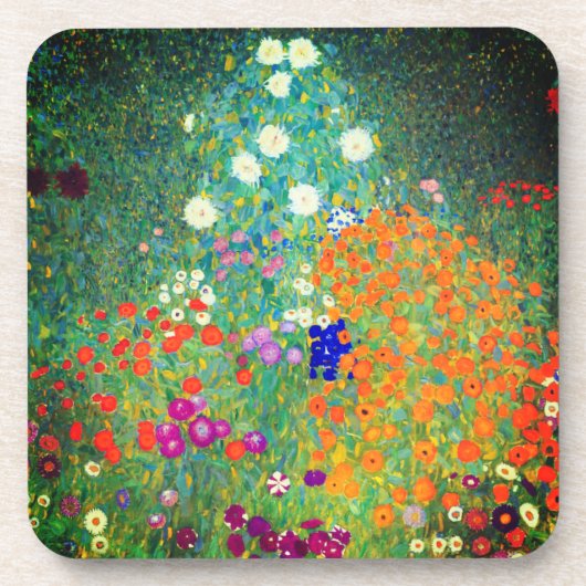 Gustav Klimt Flower Garden Bier Onderzetter (Voorkant)