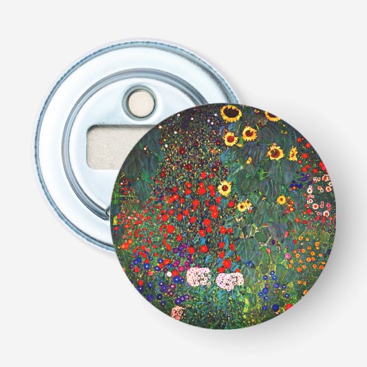 Gustav Klimt Flower Garden Button Flesopener (Voorkant)