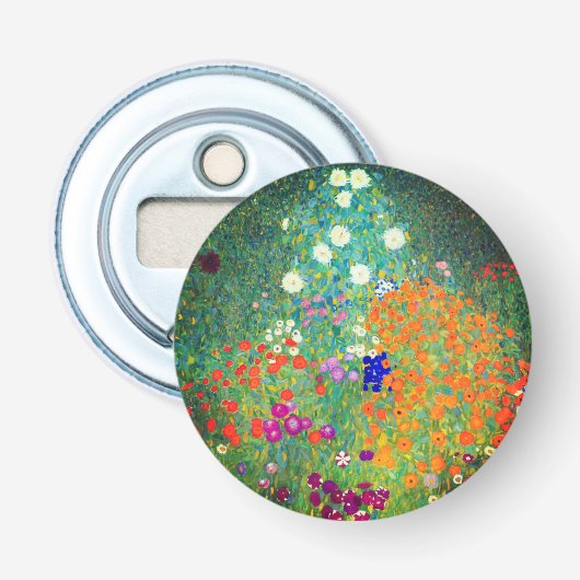 Gustav Klimt Flower Garden Button Flesopener (Voorkant)