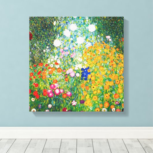 Gustav Klimt Flower Garden Canvas Poster Afdruk (Insitu (Houten vloer))