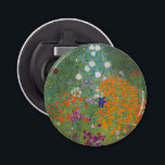Gustav Klimt Flower Garden Cottage Natuur Button Flesopener<br><div class="desc">Een prachtig tuinschilderij - dit is een klassiek schilderij van Gustav Klimt,  genaamd Cottage Garden,  of Bauergarten,  1907,  dat is een close-up van een bloementuin,  een kleurrijk bloemschilderij.</div>