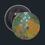Gustav Klimt Flower Garden Cottage Natuur Button Flesopener<br><div class="desc">Een prachtig tuinschilderij - dit is een klassiek schilderij van Gustav Klimt,  genaamd Cottage Garden,  of Bauergarten,  1907,  dat is een close-up van een bloementuin,  een kleurrijk bloemschilderij.</div>