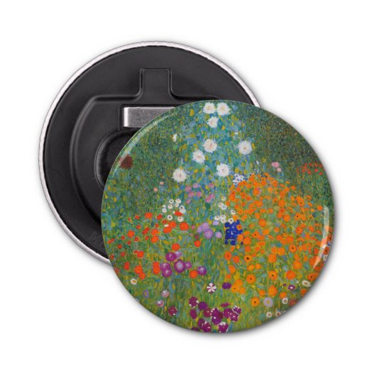 Gustav Klimt Flower Garden Cottage Natuur Button Flesopener (Voorkant)