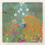 Gustav Klimt Flower Garden Cottage Natuur Glazen Onderzetter<br><div class="desc">Een prachtig tuinschilderij - dit is een klassiek schilderij van Gustav Klimt,  genaamd Cottage Garden,  of Bauergarten,  1907,  dat is een close-up van een bloementuin,  een kleurrijk bloemschilderij.</div>