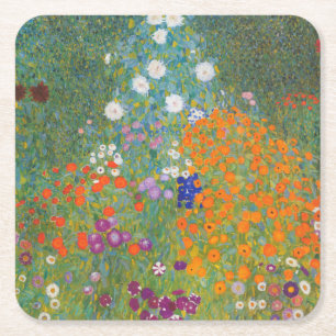 Gustav Klimt Flower Garden Cottage Natuur Kartonnen Onderzetters
