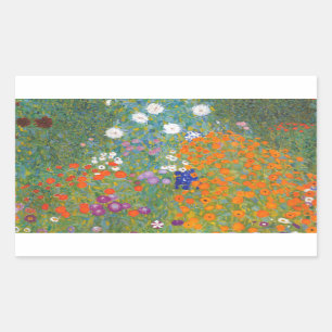 Gustav Klimt Flower Garden Cottage Natuur Rechthoekige Sticker