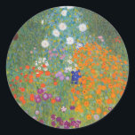 Gustav Klimt Flower Garden Cottage Natuur Ronde Sticker<br><div class="desc">Een prachtig tuinschilderij - dit is een klassiek schilderij van Gustav Klimt,  genaamd Cottage Garden,  of Bauergarten,  1907,  dat is een close-up van een bloementuin,  een kleurrijk bloemschilderij.</div>