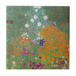 Gustav Klimt Flower Garden Cottage Natuur Tegeltje