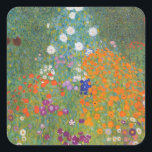 Gustav Klimt Flower Garden Cottage Natuur Vierkante Sticker<br><div class="desc">Een prachtig tuinschilderij - dit is een klassiek schilderij van Gustav Klimt,  genaamd Cottage Garden,  of Bauergarten,  1907,  dat is een close-up van een bloementuin,  een kleurrijk bloemschilderij.</div>