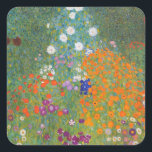 Gustav Klimt Flower Garden Cottage Natuur Vierkante Sticker<br><div class="desc">Een prachtig tuinschilderij - dit is een klassiek schilderij van Gustav Klimt,  genaamd Cottage Garden,  of Bauergarten,  1907,  dat is een close-up van een bloementuin,  een kleurrijk bloemschilderij.</div>