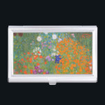 Gustav Klimt Flower Garden Cottage Natuur Visitekaarthouder<br><div class="desc">Een prachtig tuinschilderij - dit is een klassiek schilderij van Gustav Klimt,  genaamd Cottage Garden,  of Bauergarten,  1907,  dat is een close-up van een bloementuin,  een kleurrijk bloemschilderij.</div>