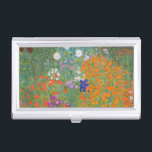 Gustav Klimt Flower Garden Cottage Natuur Visitekaarthouder<br><div class="desc">Een prachtig tuinschilderij - dit is een klassiek schilderij van Gustav Klimt,  genaamd Cottage Garden,  of Bauergarten,  1907,  dat is een close-up van een bloementuin,  een kleurrijk bloemschilderij.</div>
