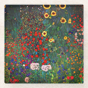 Gustav Klimt Flower Garden Glazen Onderzetter