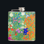 Gustav Klimt Flower Garden Heupfles<br><div class="desc">Kolf met oliefilter van Gustav Klimt (1906). Een prachtige tuin van paarse,  rode,  witte,  blauwe en oranje bloemen. Een groot geschenk voor fans van Art Nouveau en Oostenrijkse kunst.</div>