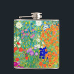Gustav Klimt Flower Garden Heupfles<br><div class="desc">Kolf met oliefilter van Gustav Klimt (1906). Een prachtige tuin van paarse,  rode,  witte,  blauwe en oranje bloemen. Een groot geschenk voor fans van Art Nouveau en Oostenrijkse kunst.</div>