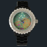 Gustav Klimt Flower Garden Horloge<br><div class="desc">Kijk uit naar het olieverfschilderij van Gustav Klimt Flower Garden (1906). Een prachtige tuin van paarse,  rode,  witte,  blauwe en oranje bloemen. Een groot geschenk voor fans van Art Nouveau en Oostenrijkse kunst.</div>