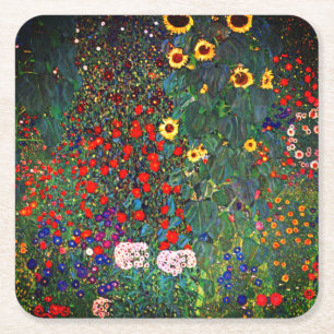 Gustav Klimt Flower Garden Kartonnen Onderzetters