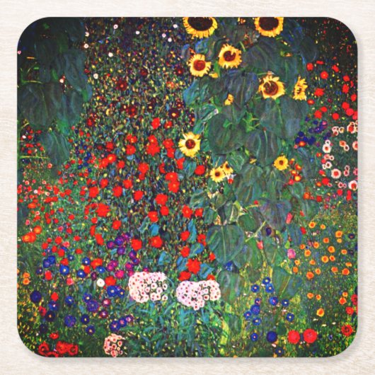 Gustav Klimt Flower Garden Kartonnen Onderzetters (Voorkant)