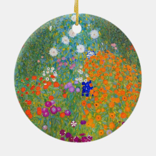 Gustav Klimt Flower Garden Keramisch Ornament (Achterkant)