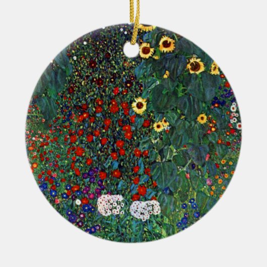 Gustav Klimt Flower Garden Keramisch Ornament (Voorkant)