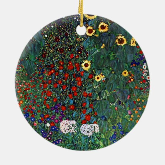 Gustav Klimt Flower Garden Keramisch Ornament (Achterkant)