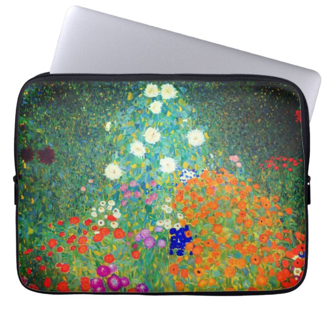 Gustav Klimt Flower Garden Laptop Sleeve (Voorkant)