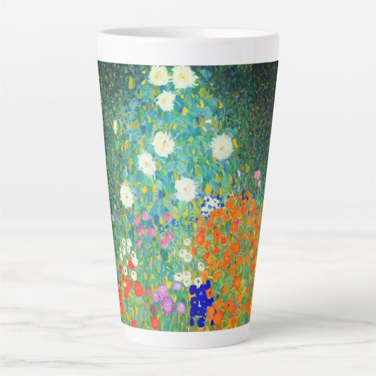 Gustav Klimt Flower Garden Latte Mok (Voorkant)