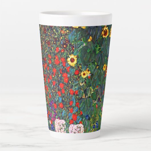 Gustav Klimt Flower Garden Latte Mok (Voorkant)