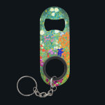 Gustav Klimt Flower Garden Mini Flessenopener<br><div class="desc">Sleutelhanger Bottle Opener met de oliefilter van Gustav Klimt (1906). Een prachtige tuin van paarse,  rode,  witte,  blauwe en oranje bloemen. Een groot geschenk voor fans van Art Nouveau en Oostenrijkse kunst.</div>