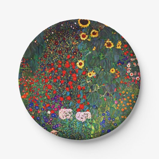 Gustav Klimt Flower Garden Papieren Bordje (Voorkant)