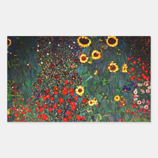 Gustav Klimt Flower Garden Rechthoekige Sticker (Voorkant)