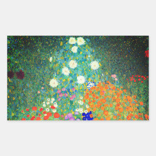 Gustav Klimt Flower Garden Rechthoekige Sticker