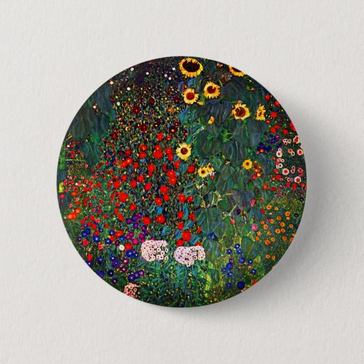 Gustav Klimt Flower Garden Ronde Button 5,7 Cm (Voorkant)