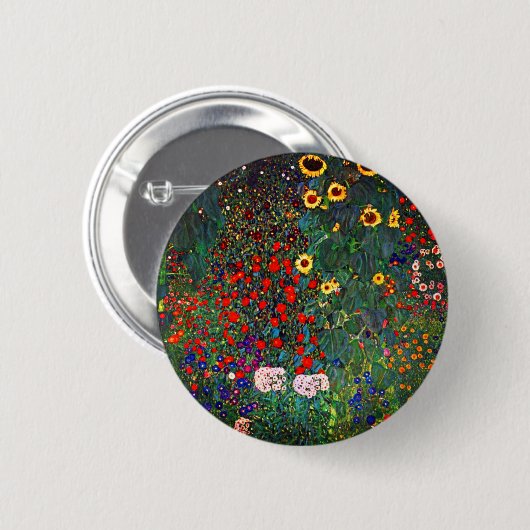 Gustav Klimt Flower Garden Ronde Button 5,7 Cm (Voorkant /achterkant)