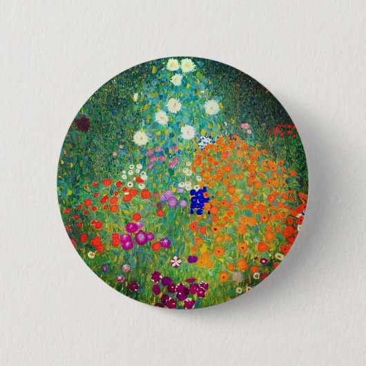 Gustav Klimt Flower Garden Ronde Button 5,7 Cm (Voorkant)