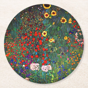 Gustav Klimt Flower Garden Ronde Kartonnen Onderzetter
